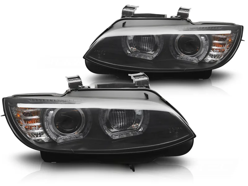 Frontlykter BMW E92/E93 06-10 Xenon Gule LED Svarte Drl - Bilde 2