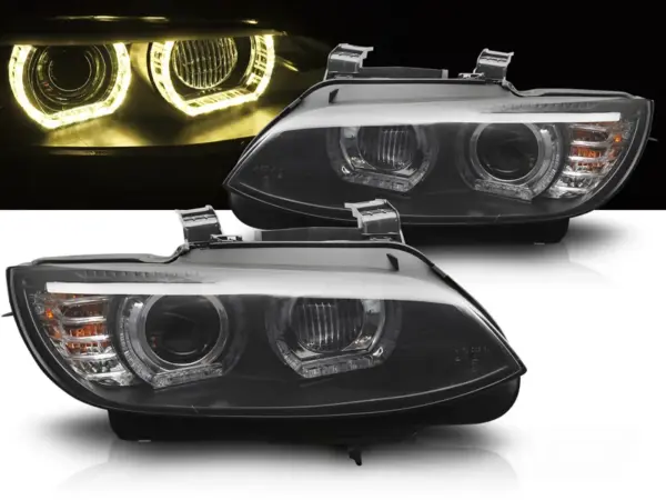 Frontlykter BMW E92/E93 06-10 Xenon Gule LED Svarte Drl – bilde 1 av 2