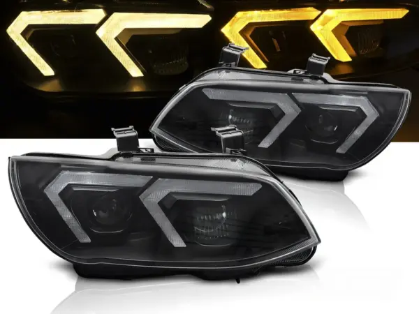 Frontlykter BMW E92/E93 LCI 10-13 Xenon Gule LED Sorte Drl – bilde 1 av 2
