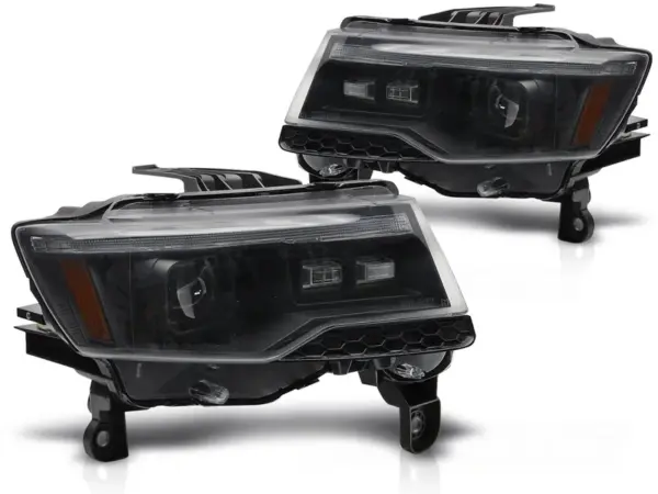 Frontlykter Jeep Grand Cherokee 14-21 Sorte rørlys Seq Hid – bilde 2 av 2