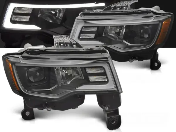 Frontlykter Jeep Grand Cherokee 16-21 Tube Light Black – bilde 1 av 2