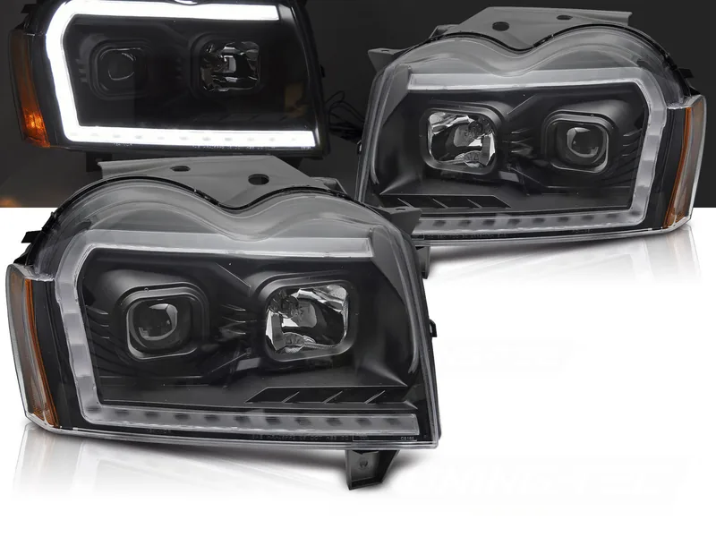 Frontlykter Jeep Grand Cherokee 05-08 Tube Light Black