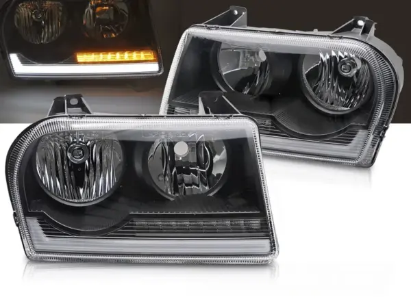 Frontlykter Chrysler 300 05-08 Tube Light Black – bilde 1 av 2