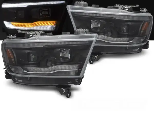 Frontlykter Dodge Ram 19-22 Black Tube Seq – bilde 1 av 2