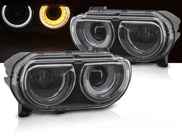 Frontlykter Dodge Challenger 08-14 Black Drl – bilde 1 av 2