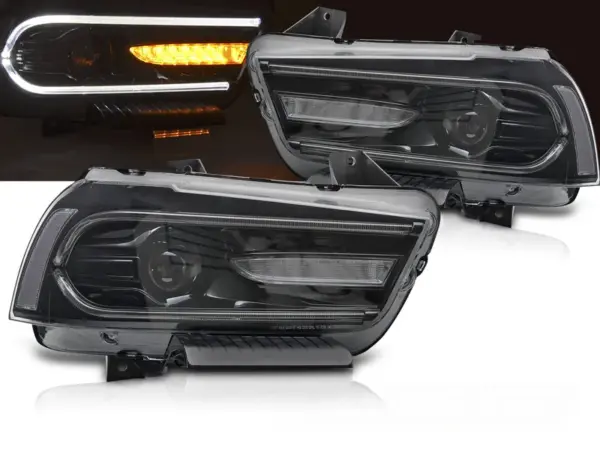 Frontlykter Dodge Charger LX II 11-15 LED Svarte – bilde 1 av 2