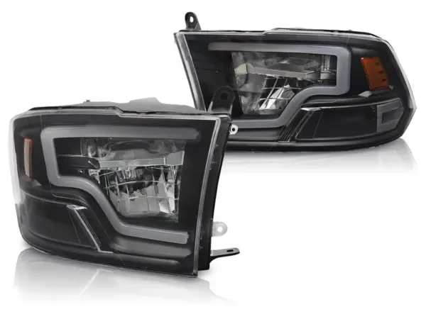 Frontlykter Dodge Ram 09-18 Rørlys Sorte LED – bilde 2 av 2