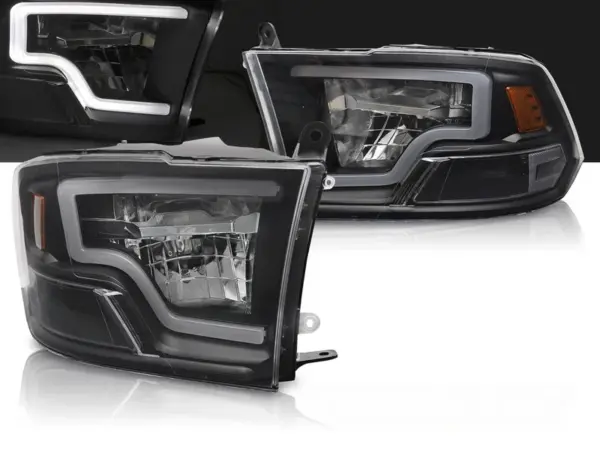 Frontlykter Dodge Ram 09-18 Rørlys Sorte LED – bilde 1 av 2