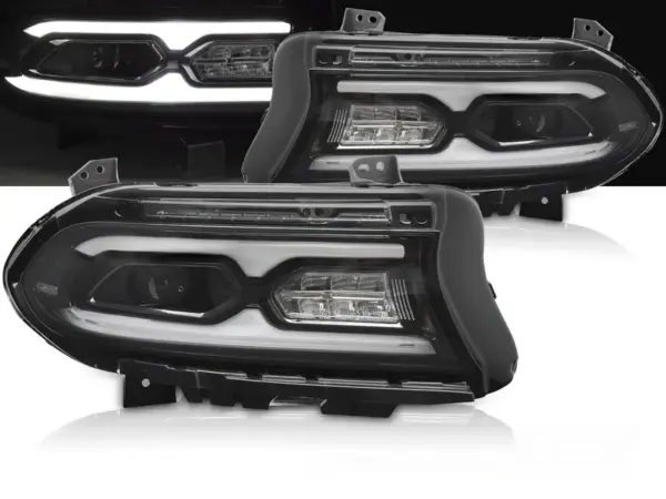 Frontlykter Dodge Charger 14-23 Full Led Sort – bilde 1 av 2