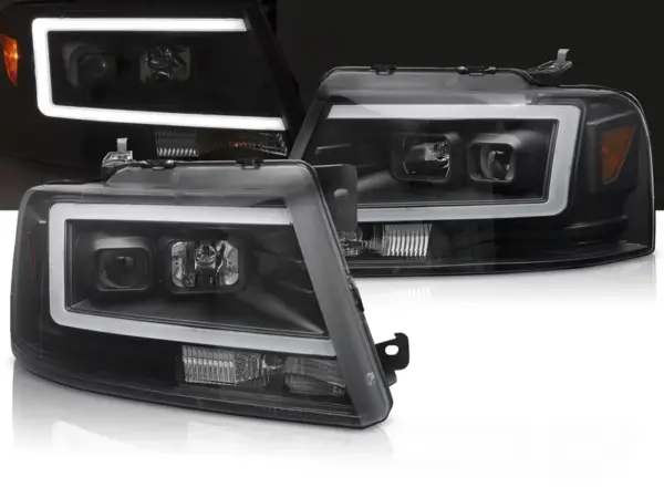 Frontlykter Ford F150 Mk 11 04-08 Tube Led Sort – bilde 1 av 2