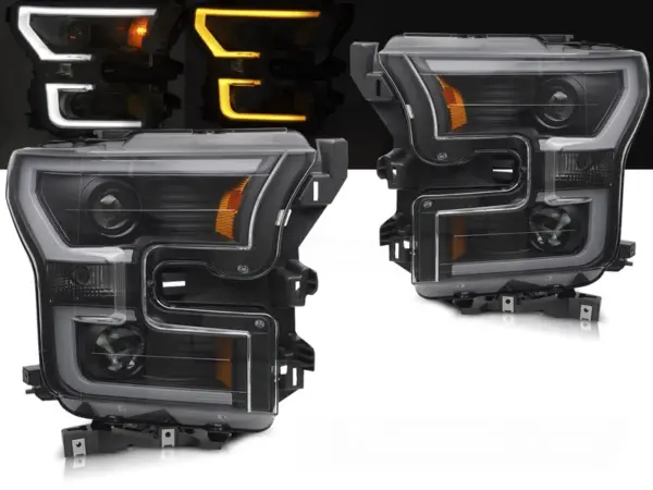 Frontlykter Ford F150 Mk13 14-17 Tube Light Double Black – bilde 1 av 2