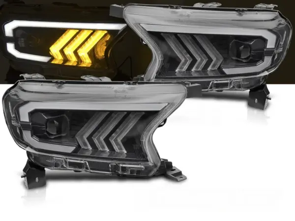 Frontlykter Ford Ranger V 16-22 Tube Light Black – bilde 1 av 2