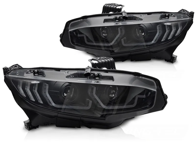 Frontlykter Honda Civic X 16-21 Black Drl Seq - Bilde 2