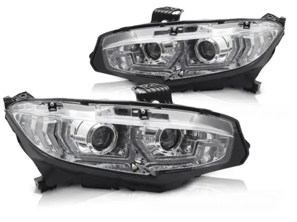 Frontlykter Honda Civic X 16-21 Led Chrome Drl Seq – bilde 2 av 2