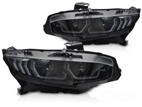 Frontlykter Honda Civic X 16-21 LED Sort Drl Seq – bilde 2 av 2