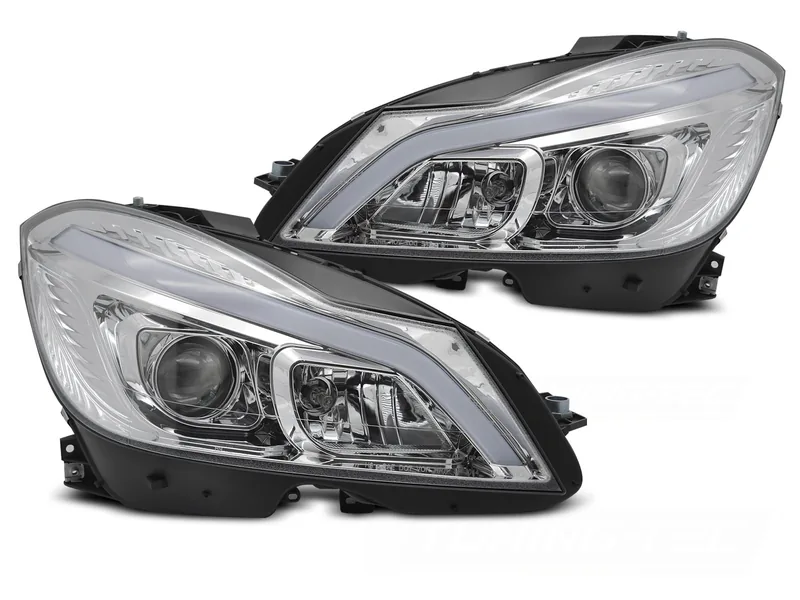Frontlykter Mercedes W204 11-14 Tube Led Chrome Seq Drl - Bilde 2