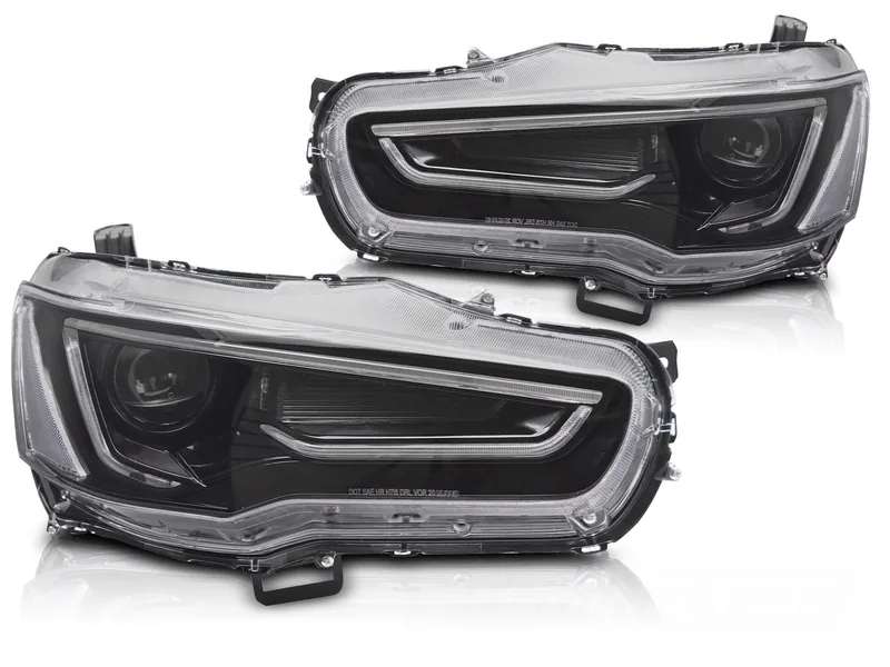 Frontlykter Mitsubishi Lancer 8 08-16 Tube Light Black - Bilde 2