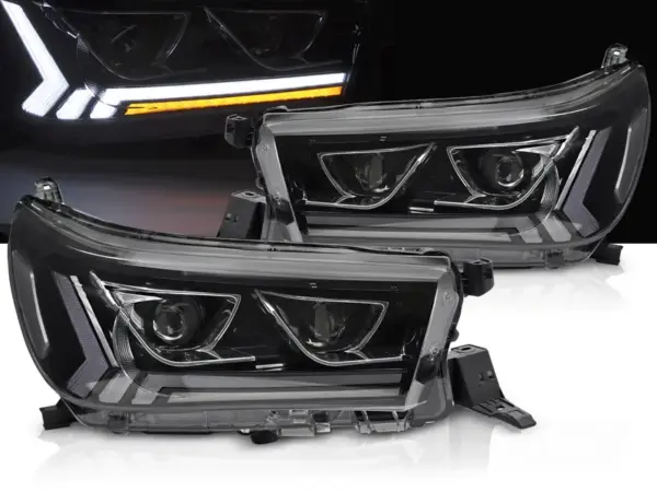 Frontlykter Toyota Hilux 16-20 Tube Led Sort – bilde 1 av 2
