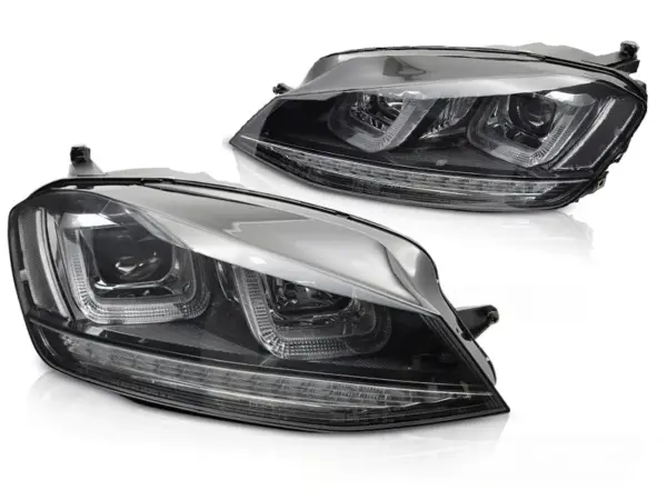 Frontlykter VW Golf 7 13-17 Lyssekvens Sort Med Svart Linje – bilde 2 av 2