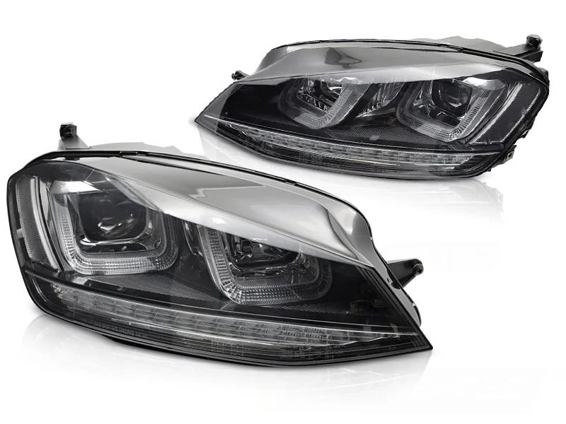 Frontlykter VW Golf 7 13-17 Lyssekvens Sort Med Svart Linje - Bilde 2