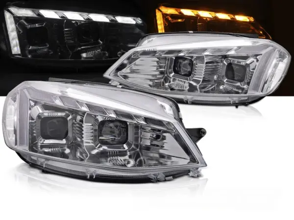 Frontlykter VW Golf 7 17-19 Krom LED Drl Seq Med Welcome – bilde 1 av 2