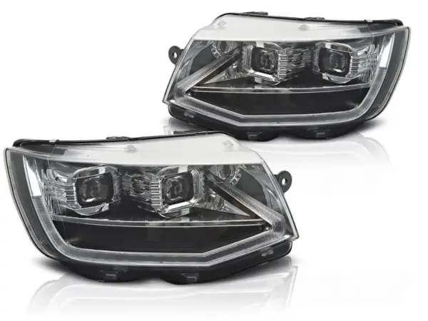 Frontlykter VW T6 15-19 LED-rørlys krom kjørelys sekvens – bilde 2 av 2