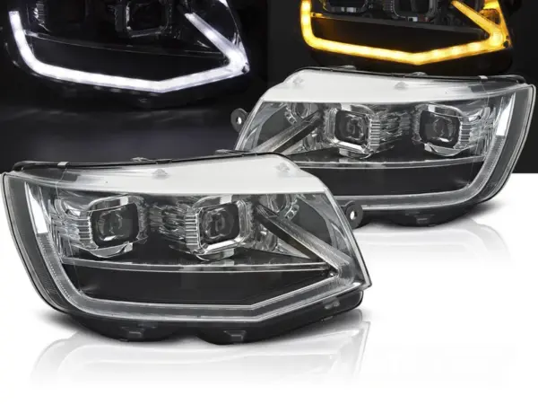 Frontlykter VW T6 15-19 LED-rørlys krom kjørelys sekvens – bilde 1 av 2