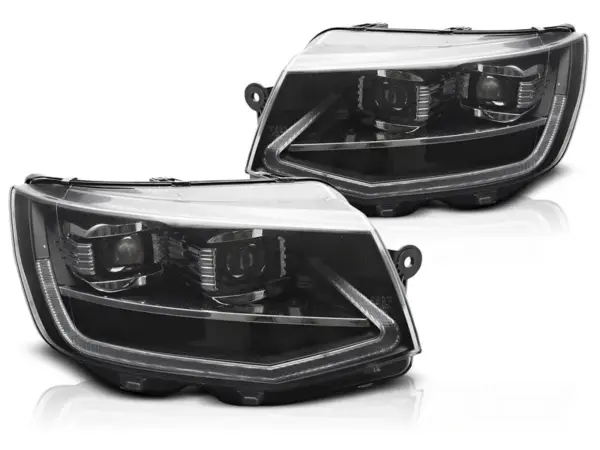 Frontlykter VW T6 15-19 LED-rørlys svart kjørelyssekvens – bilde 2 av 2