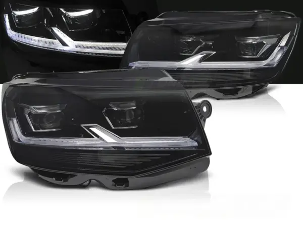 Frontlykter VW T6 15-19 Full LED Svart Drl Seq – bilde 1 av 2
