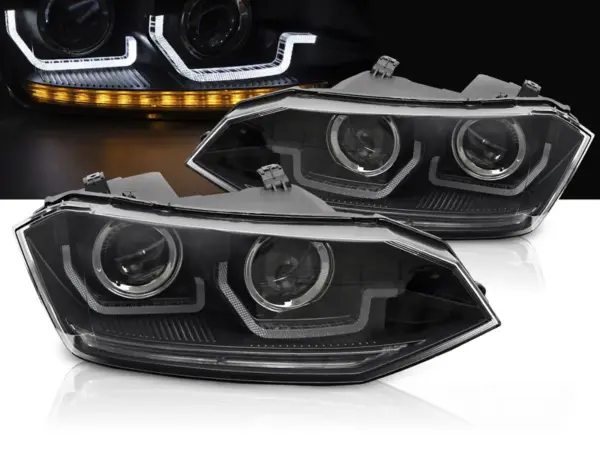 Frontlykter VW Polo VI 2G 17-21 Seq Led Drl Sort – bilde 1 av 2