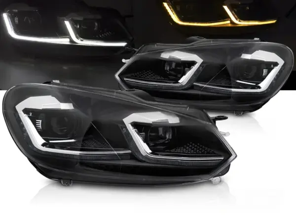 Frontlykter VW Golf VI 08-12 Silver Line Led Seq Drl – bilde 1 av 2