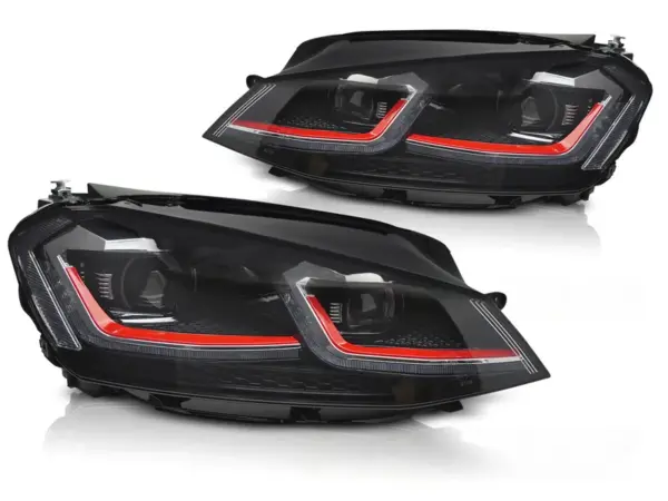 Frontlykter VW Golf VII 13-17 Rød Led Seq Drl – bilde 2 av 2