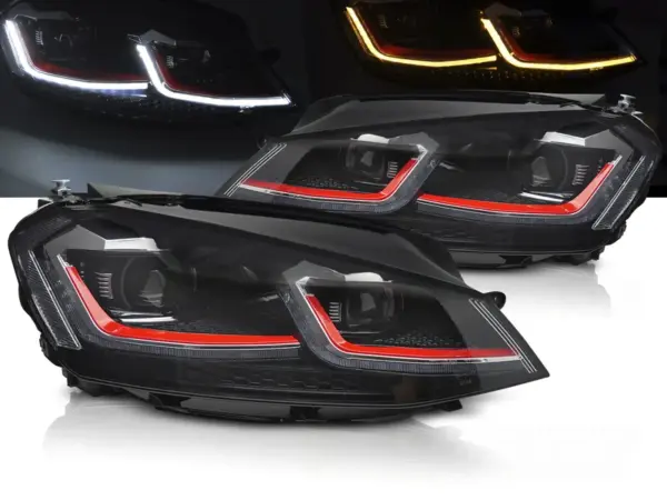 Frontlykter VW Golf VII 13-17 Full Led Red Seq Drl – bilde 1 av 2