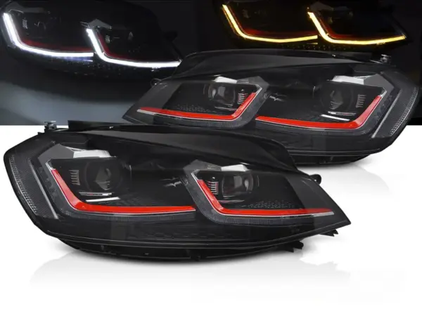Frontlykter VW Golf VII 17-19 Full Led Red Seq Drl – bilde 1 av 2
