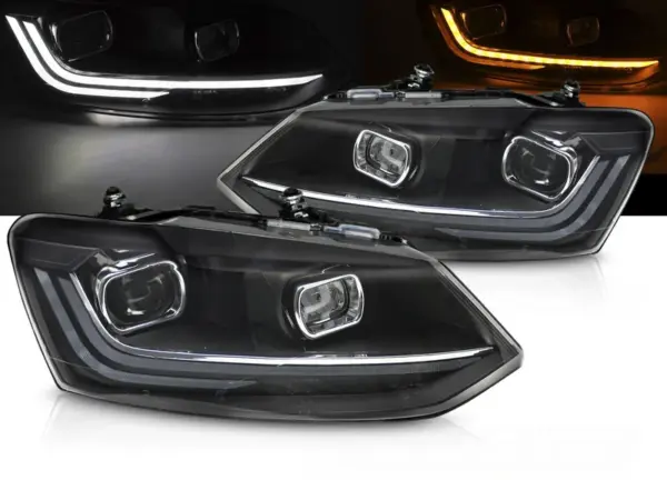 Frontlykter VW Polo V 6R 09-17 Sølv Led Seq Drl – bilde 1 av 2