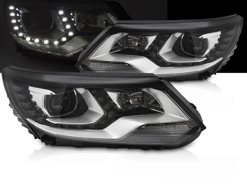 Frontlykter VW Tiguan I 11-15 Drl Led Sort