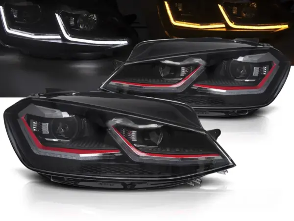Frontlykter VW Golf VII 17-19 Led Red Led Seq Drl – bilde 1 av 2