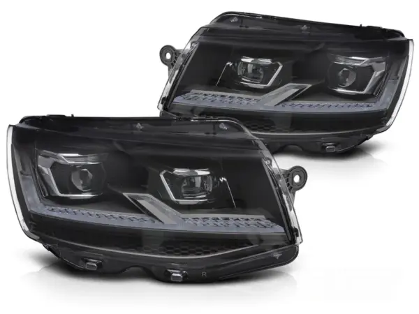 Frontlykter VW T6 15-19 Full LED Sort Krom Seq Drivløyler – bilde 2 av 2
