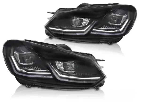 Frontlykter VW Golf 6 08-12 Full Led Silver Drl Seq – bilde 2 av 2