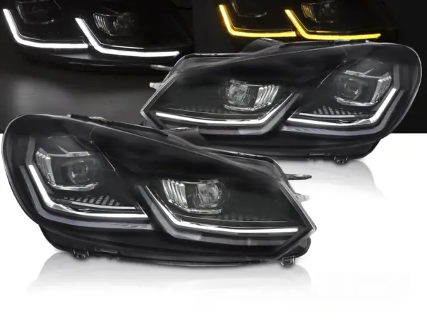 Frontlykter VW Golf 6 08-12 Full Led Silver Drl Seq – bilde 1 av 2