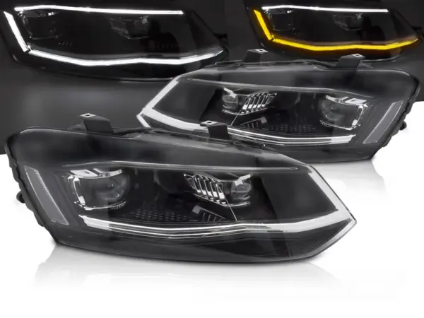 Frontlykter VW Polo 6R 09-17 Led Sølv Drl Seq – bilde 1 av 2