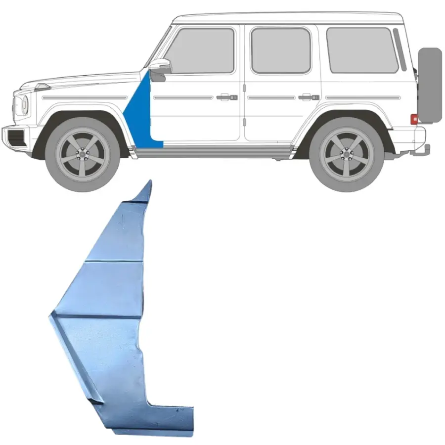 Framskjerm Reparasjonsplate Mercedes G-Klasse W460 W461 W463 fra 1979 – Venstre – bilde 1 av 2