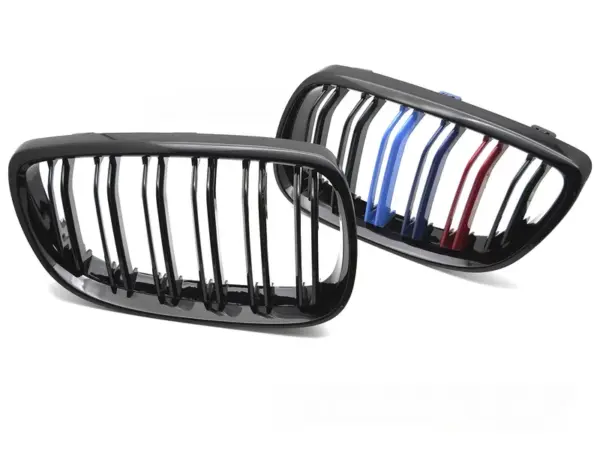 Grill BMW E92/E93 06-10 M-Package Sport Double Bar M-Tricolor Blank Svart