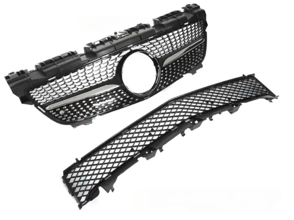 Grill Mercedes SLK R172 11-15 Diamond Style Blank Svart/Krom