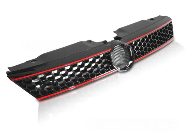 Grill VW Jetta VI 11-14 Sport Style Rød Linje Blank Svart