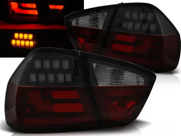 Baklykter BMW E90 03.05-08.08 Sedan LED Bar Svart/Rød/Røykfarget – bilde 1 av 2