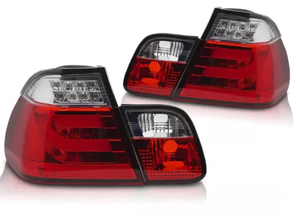 Baklykter BMW E46 98-01 Sedan LED Bar Rød/Hvit – bilde 2 av 2
