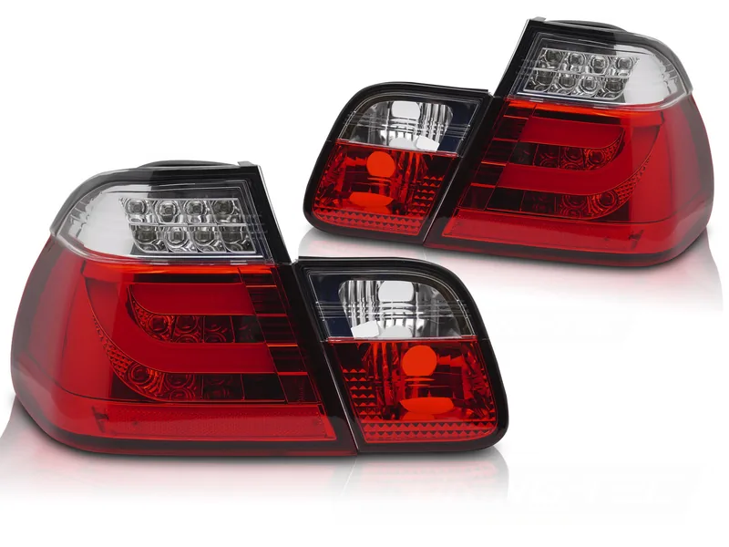 Baklykter BMW E46 01-05 Sedan LED Bar Rød/Hvit - Bilde 2
