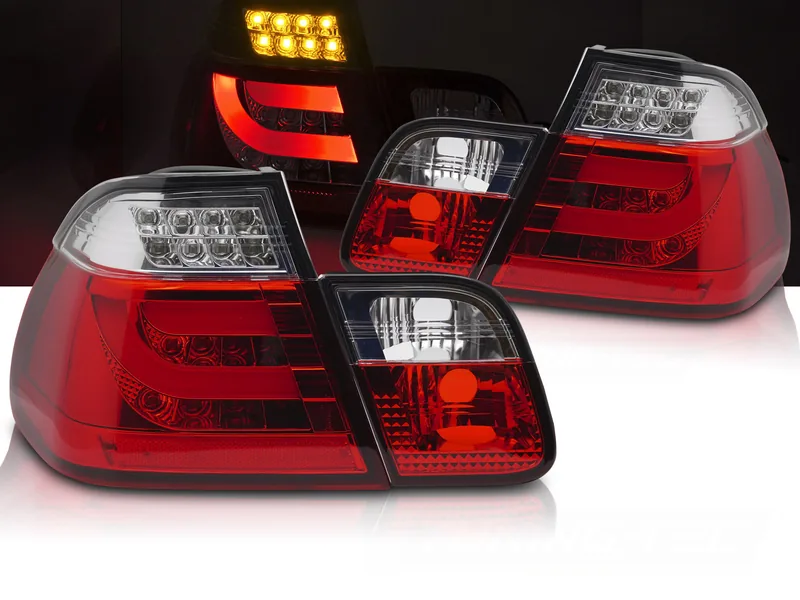 Baklykter BMW E46 01-05 Sedan LED Bar Rød/Hvit