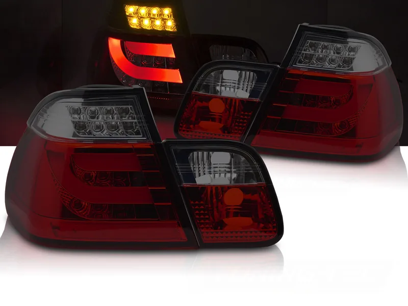 Baklykter BMW E46 01-05 Sedan LED Bar Rød/Røykfarget